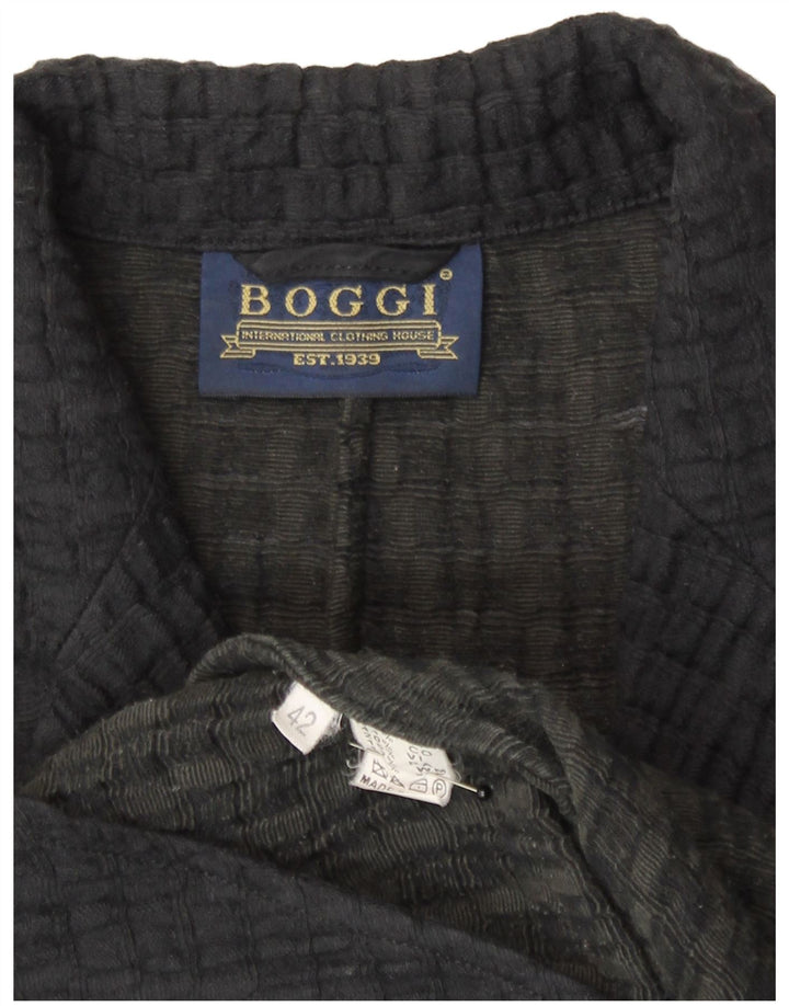 Boggi Chaqueta Blazer De Punto De 3 Botones Para Mujer IT 42 Mediana De Algodón A Rayas Negras
