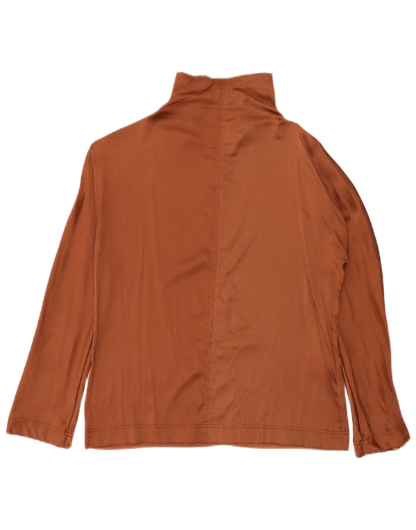 ALYSI Blusa de manga larga para mujer UK 10 Small Seda marrón