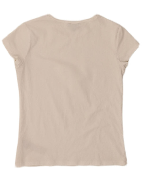 MASSIMO DUTTI Camiseta Mujer Top UK 8 Small Blanco Algodón