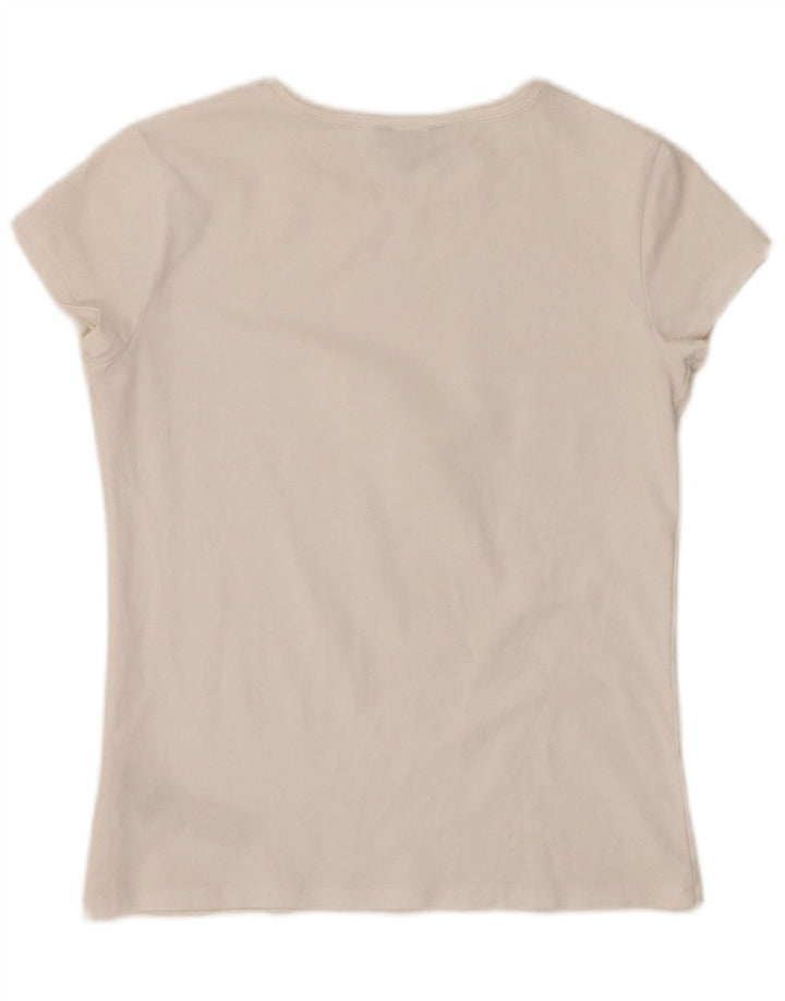 MASSIMO DUTTI Camiseta Mujer Top UK 8 Small Blanco Algodón