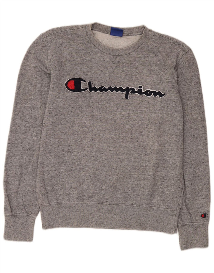 CHAMPION Sudadera gráfica para hombre Jersey pequeño de algodón moteado gris