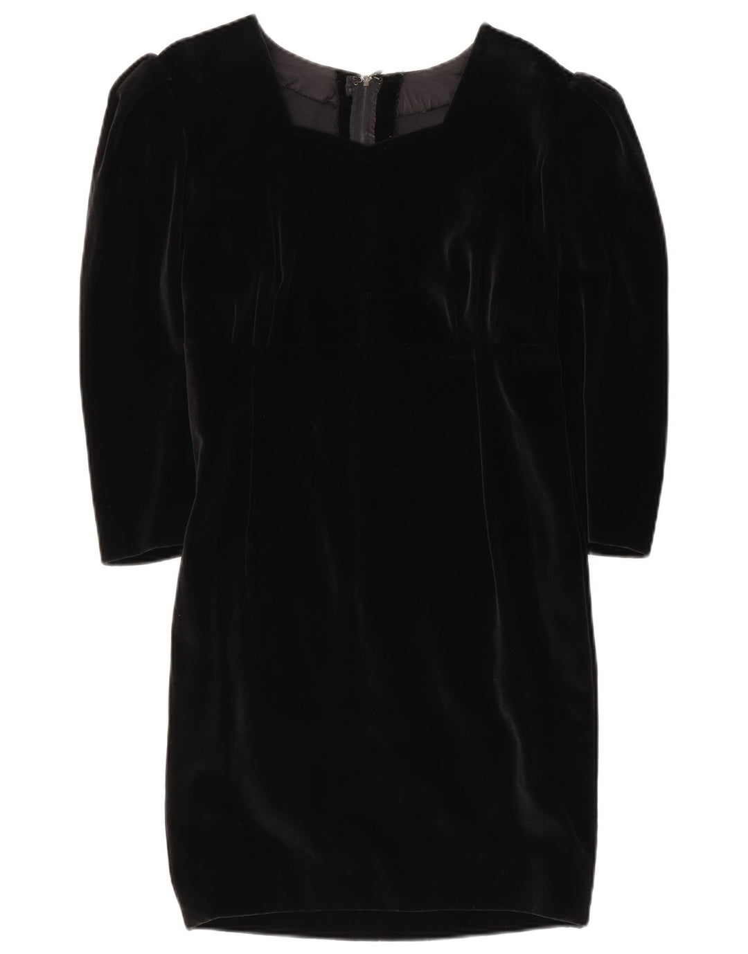 Vintage mujer 3/4 manga vestido de vaina Reino Unido 10 pequeño negro