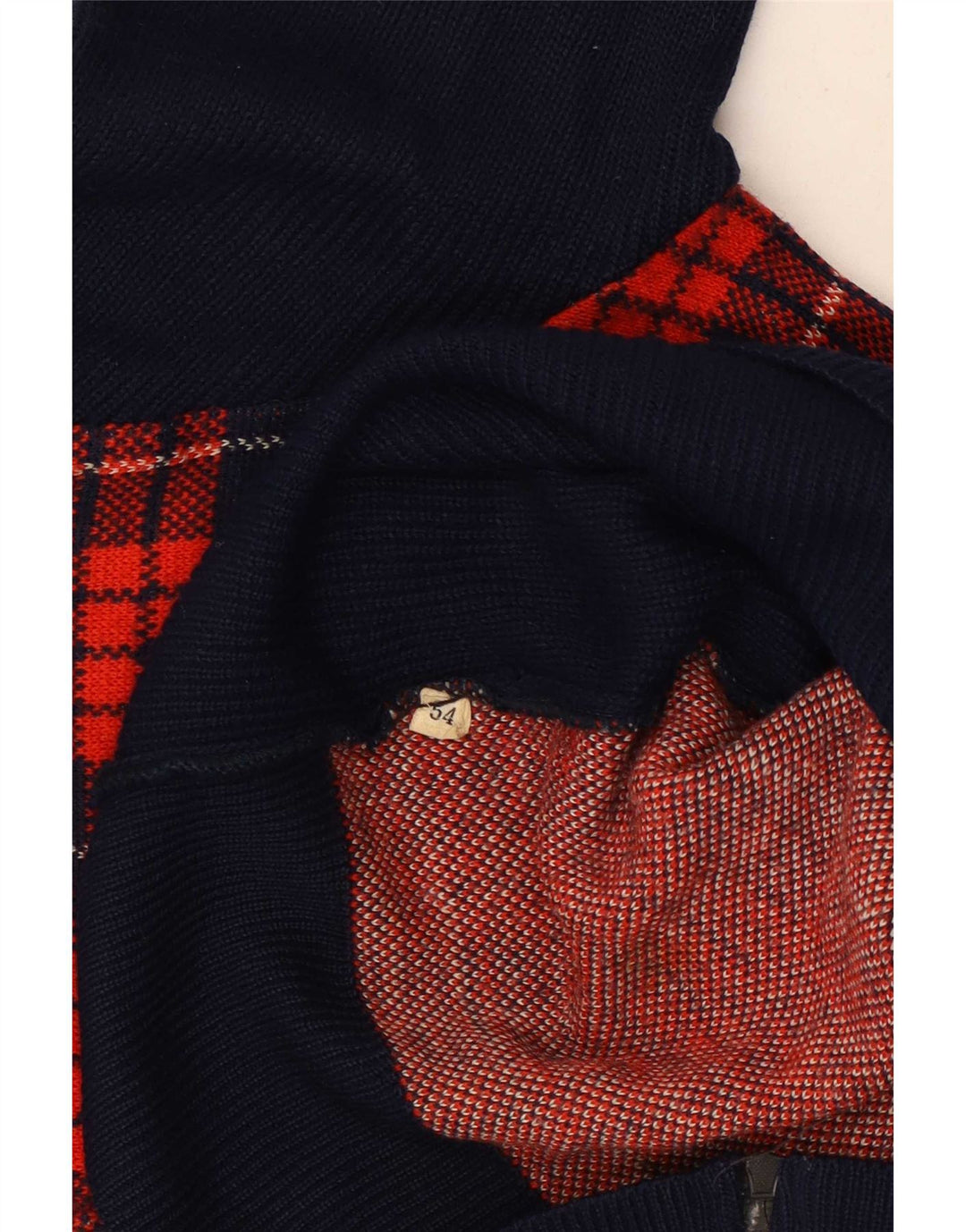 Vintage hombres Cardigan suéter IT 54 XL azul marino comprobar