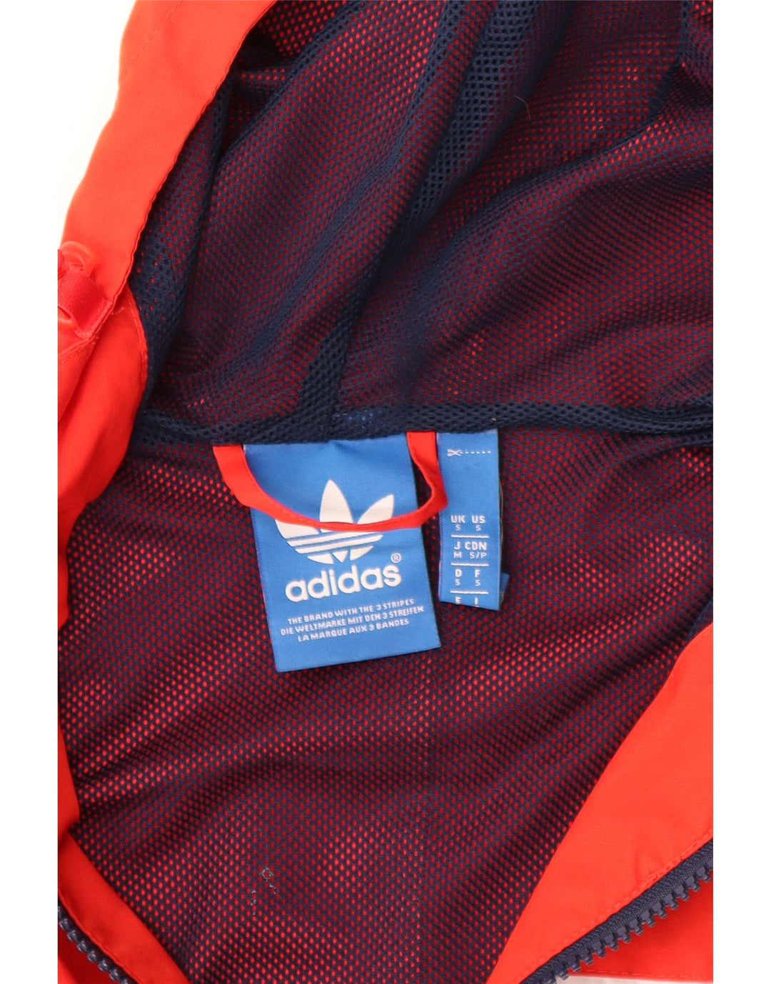 ADIDAS Chaqueta impermeable con capucha para hombre UK 36 Small Rojo Colorblock Poliéster