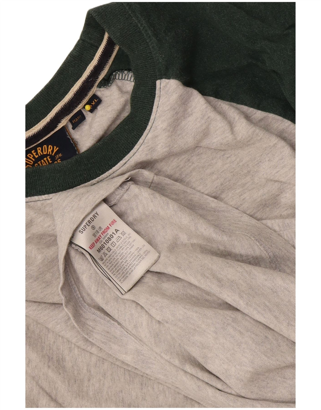 Superdry Camiseta de manga larga para hombre, talla 2XL, algodón gris color block