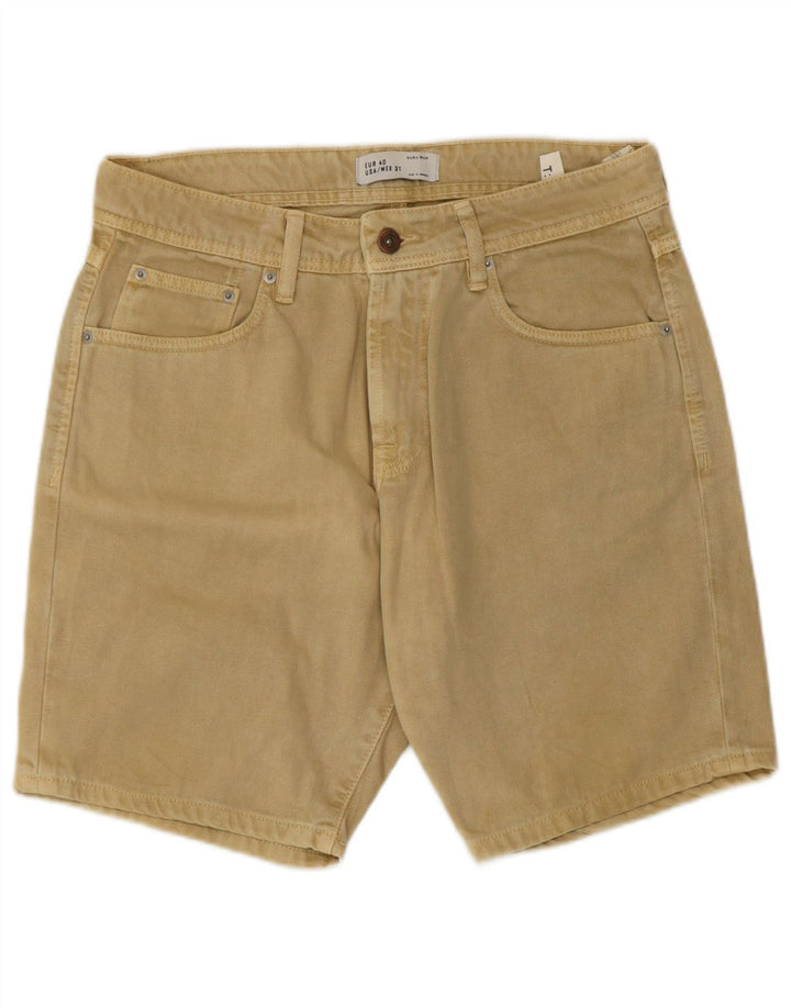 Zara Mens Denim Shorts EU 40 Medium W31 Algodón Beige