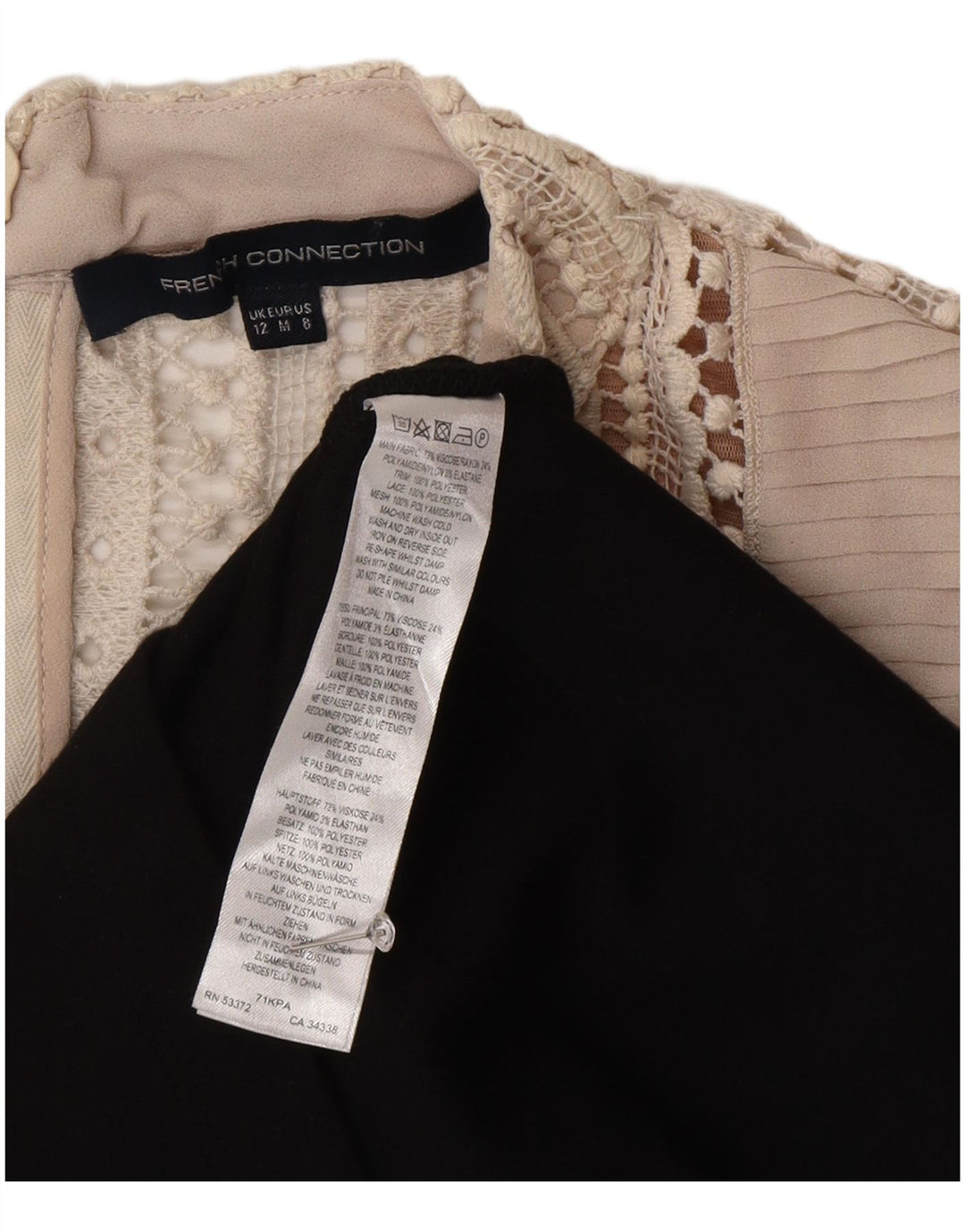 French Connection Vestido acampanado para mujer UK 40 Mediano Negro Colorblock