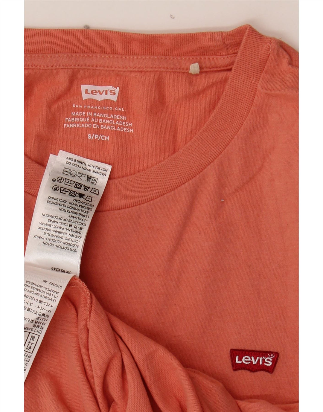 LEVI'S Womens Oversized T-Shirt Top UK 10 Small Orange Cotton Vintage Levi's and Second-Hand Levi's from Messina Hembry 