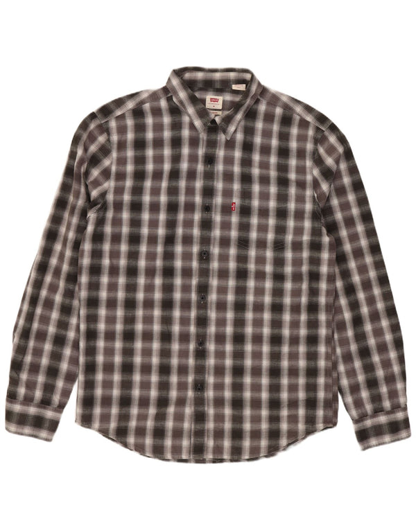 Levi's Camisa de corte estándar de algodón a cuadros gris medio para hombre