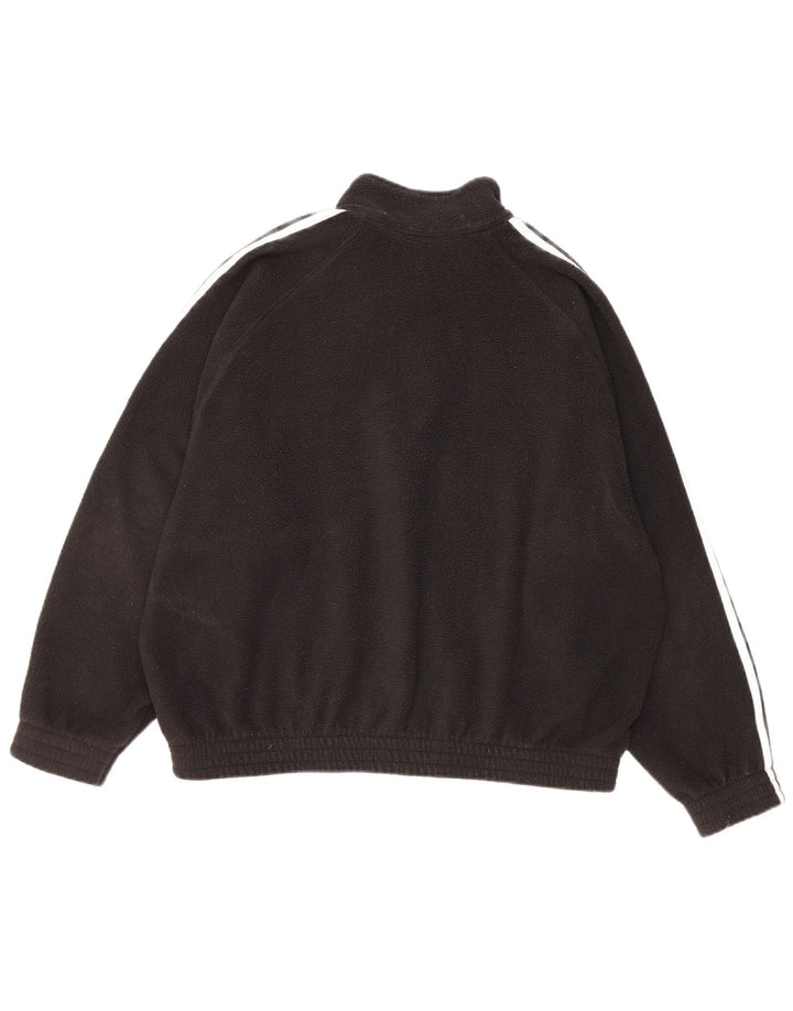 Adidas - Jersey de forro polar extragrande con cuello y cremallera para mujer, talla M, poliéster negro