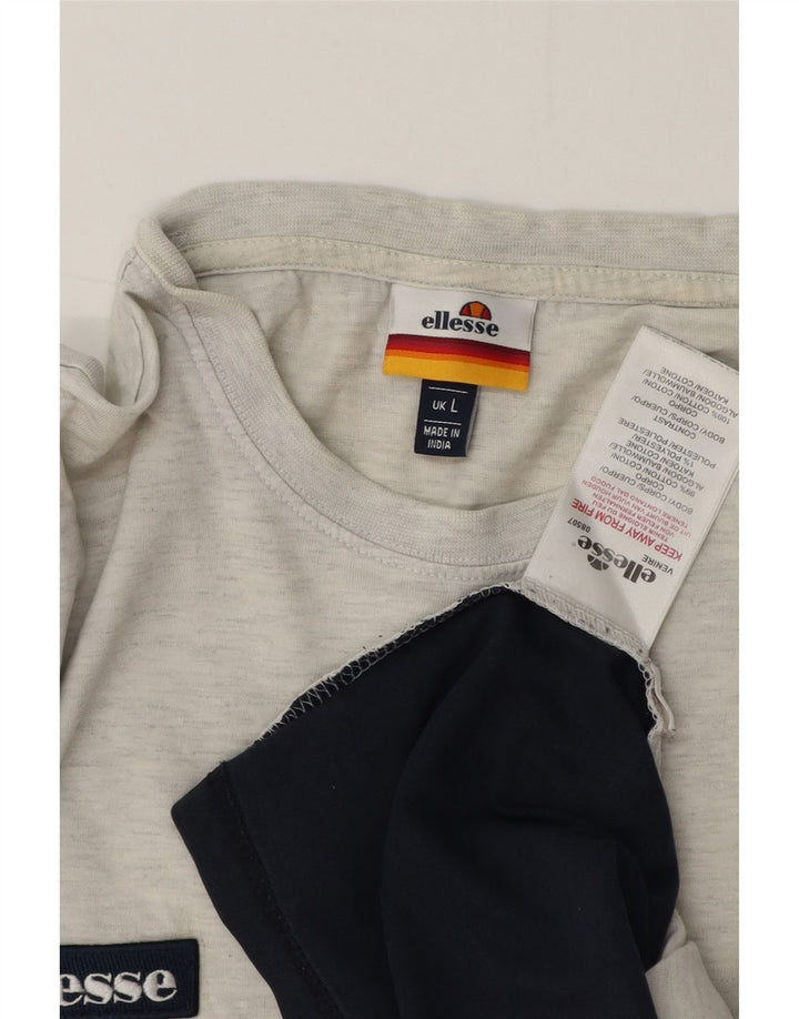 Ellesse Hombre Camiseta Top Large Gris Colorblock Algodón