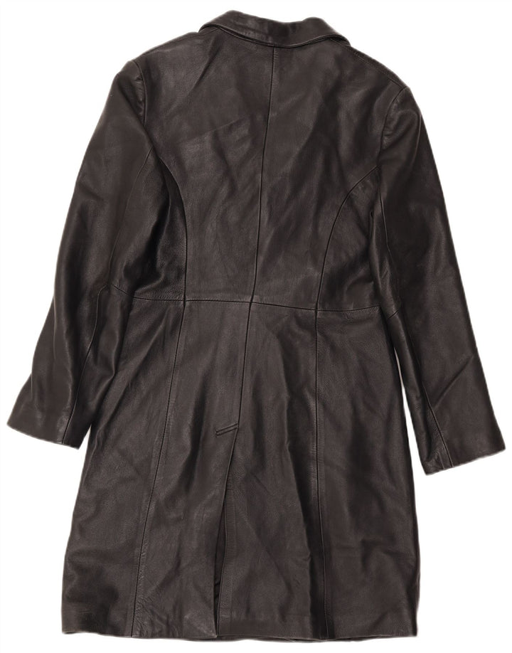 Vintage mujer cuero abrigo Reino Unido 12 cuero negro medio
