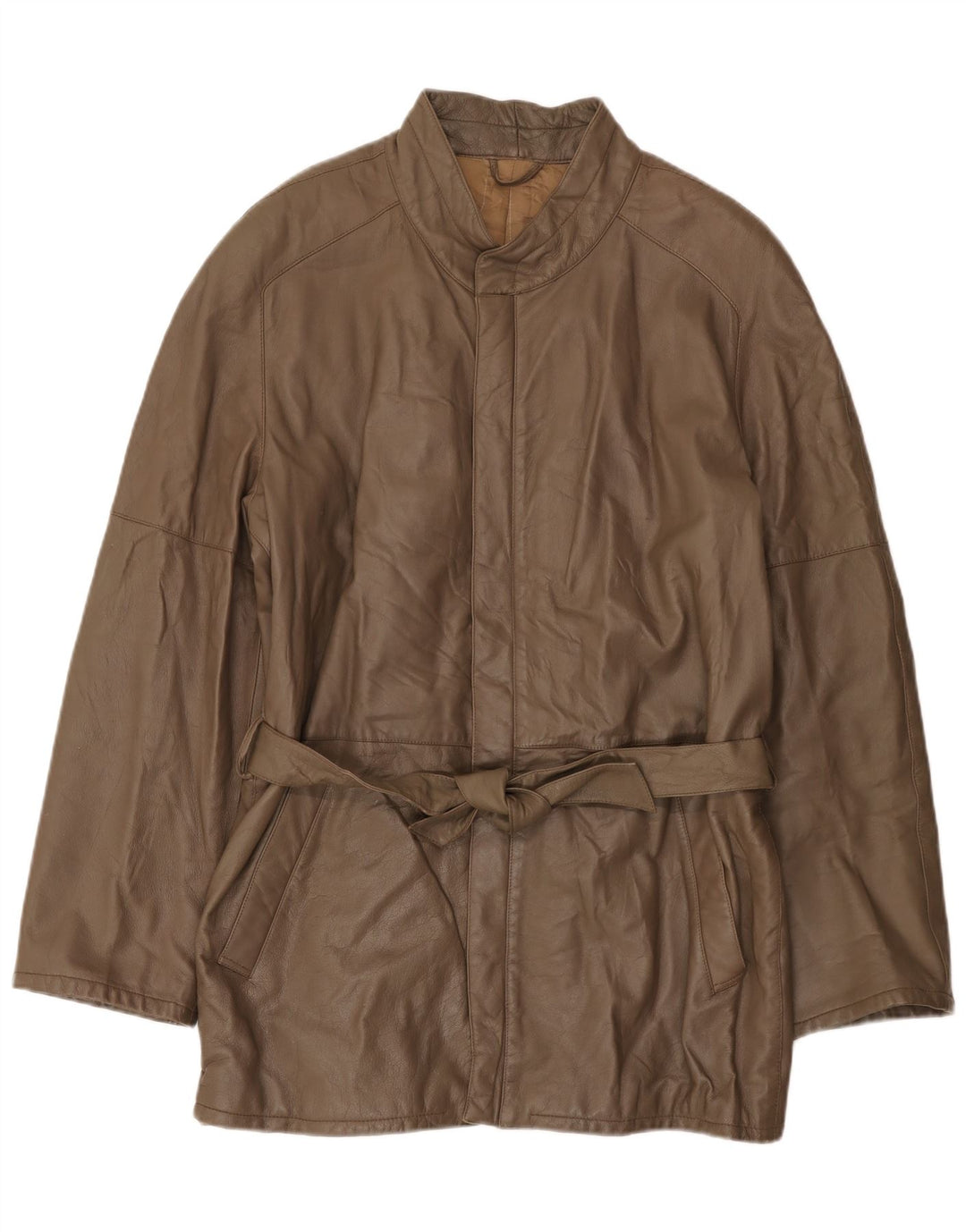 Chaqueta de cuero vintage para hombre IT 56 3XL Marrón