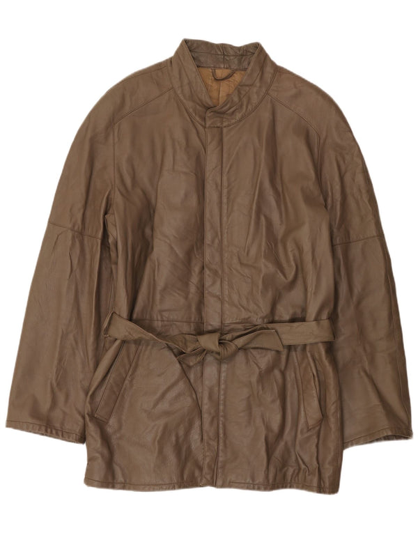 Chaqueta de cuero vintage para hombre IT 56 3XL Marrón