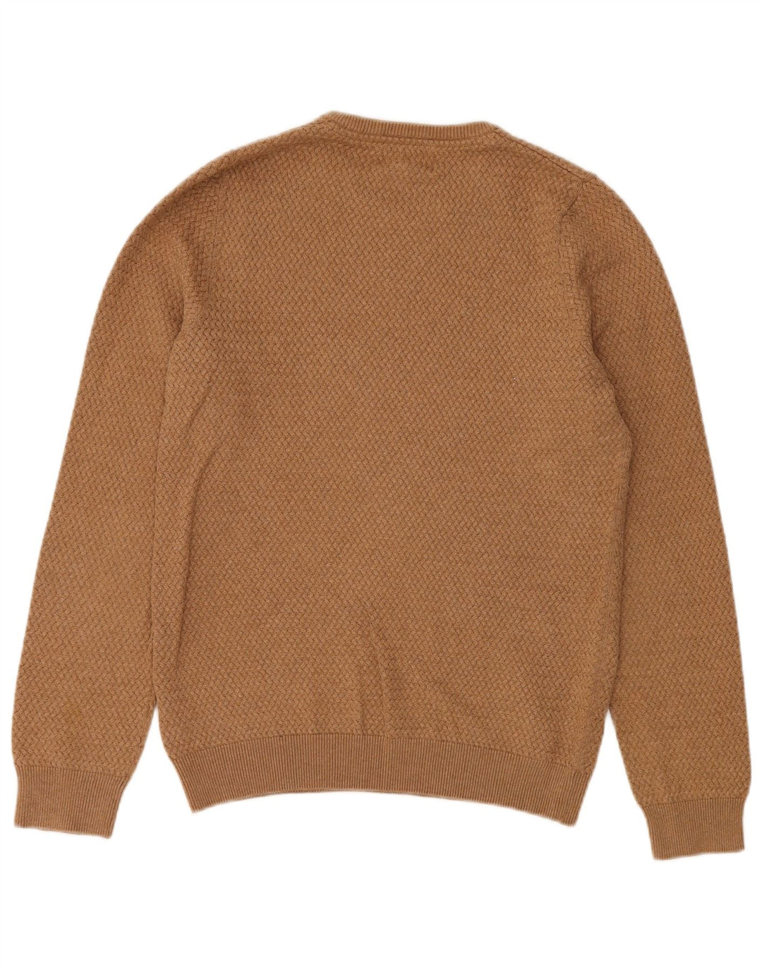 MARKS & SPENCER Suéter tipo jersey con cuello redondo y corte regular para hombre, talla pequeña, color beige