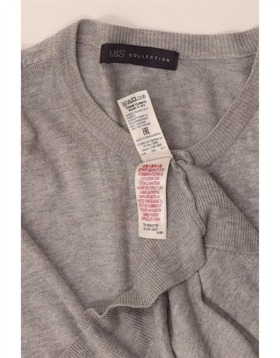 Marks & Spencer Suéter tipo cárdigan para mujer UK 44 Viscosa gris medio