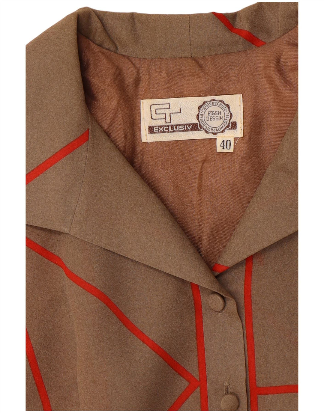 EXCLUSIVO Vestido evasé de manga larga para mujer EU 40 Marrón medio Geométrico