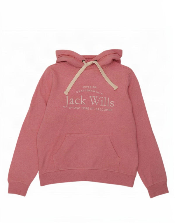 Jack Wills - Sudadera con capucha para mujer, diseño gráfico, talla 40, algodón, color rosa medio
