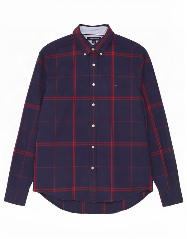 Camisa Tommy Hilfiger para hombre de algodón a cuadros azul marino grande
