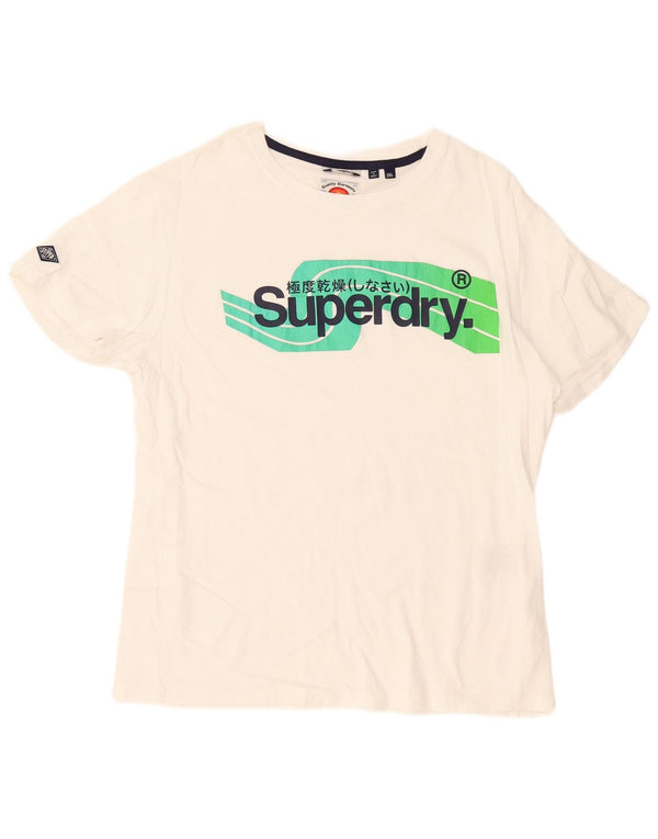 Superdry Camiseta Gráfica para Mujer Top UK 20 2XL Algodón Blanco