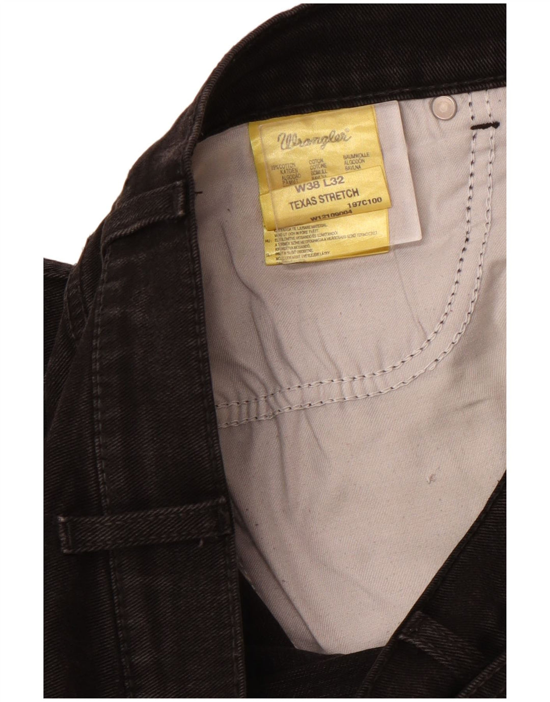 WRANGLER Vaqueros rectos elásticos Texas para hombre W38 L32 Algodón negro