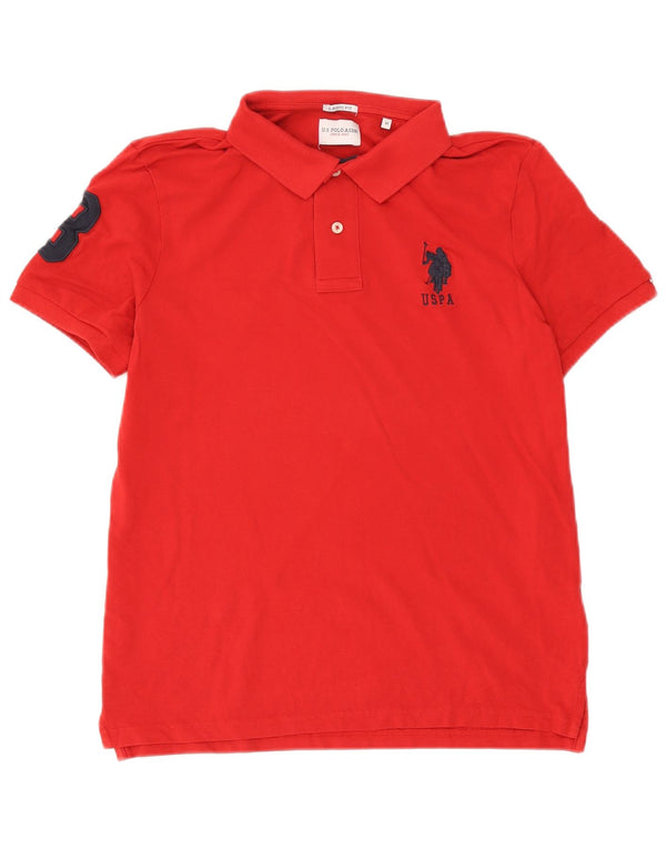 Asociación de Polo de EE. UU. Polo De Corte Clásico Con Estampado De Algodón Rojo Medio Hombre