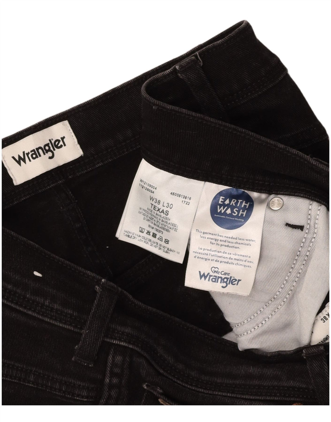 WRANGLER Vaqueros rectos Texas para hombre W38 L30 Algodón negro