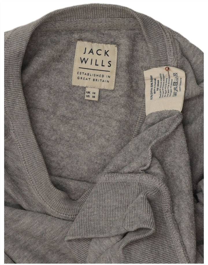 JACK WILLS Sudadera gráfica para mujer Jumper UK 40 Grande Gris moteado