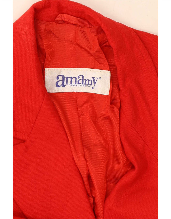 Vintage mujer 4 botones Blazer chaqueta Reino Unido 14 rojo medio