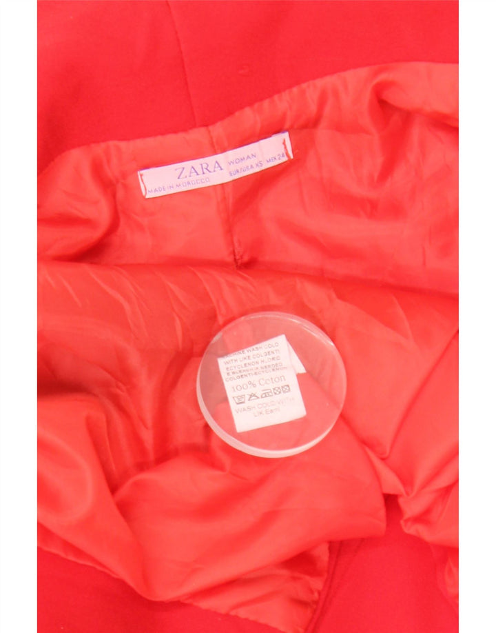 Zara Mujer Abrigo Abierto UK 6 XS Algodón Rojo