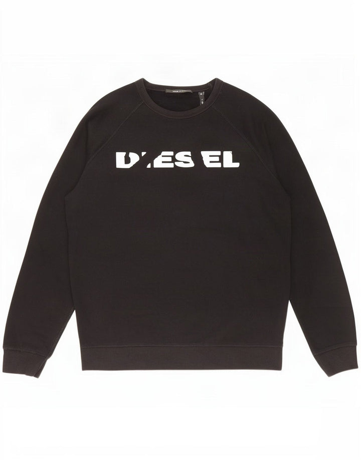 Diesel Hombre Sudadera Gráfica Jersey Grande De Algodón Negro