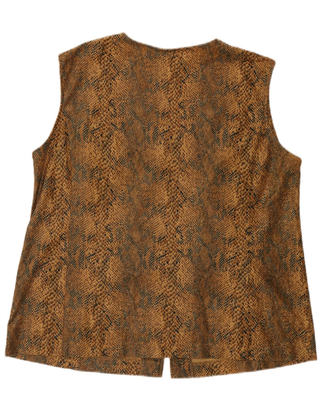 VINTAGE Mujer Gilet UK 18 XL Marrón Animal Print Poliéster