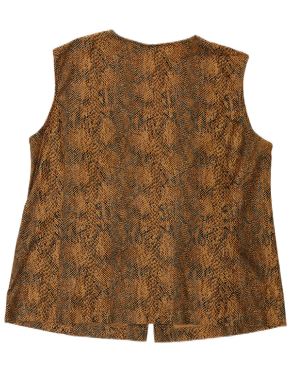 VINTAGE Mujer Gilet UK 18 XL Marrón Animal Print Poliéster