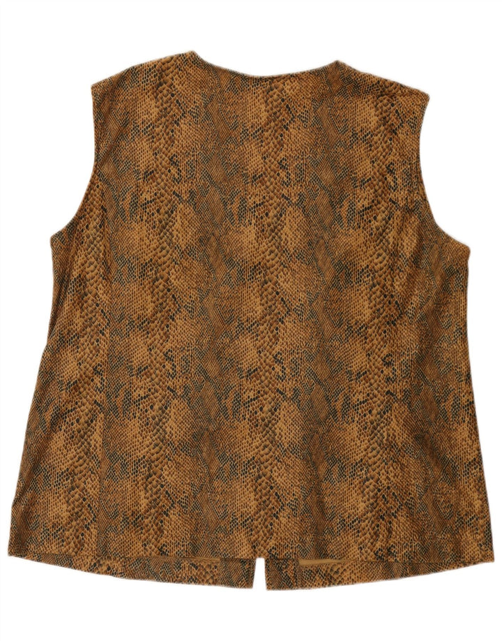 VINTAGE Mujer Gilet UK 18 XL Marrón Animal Print Poliéster