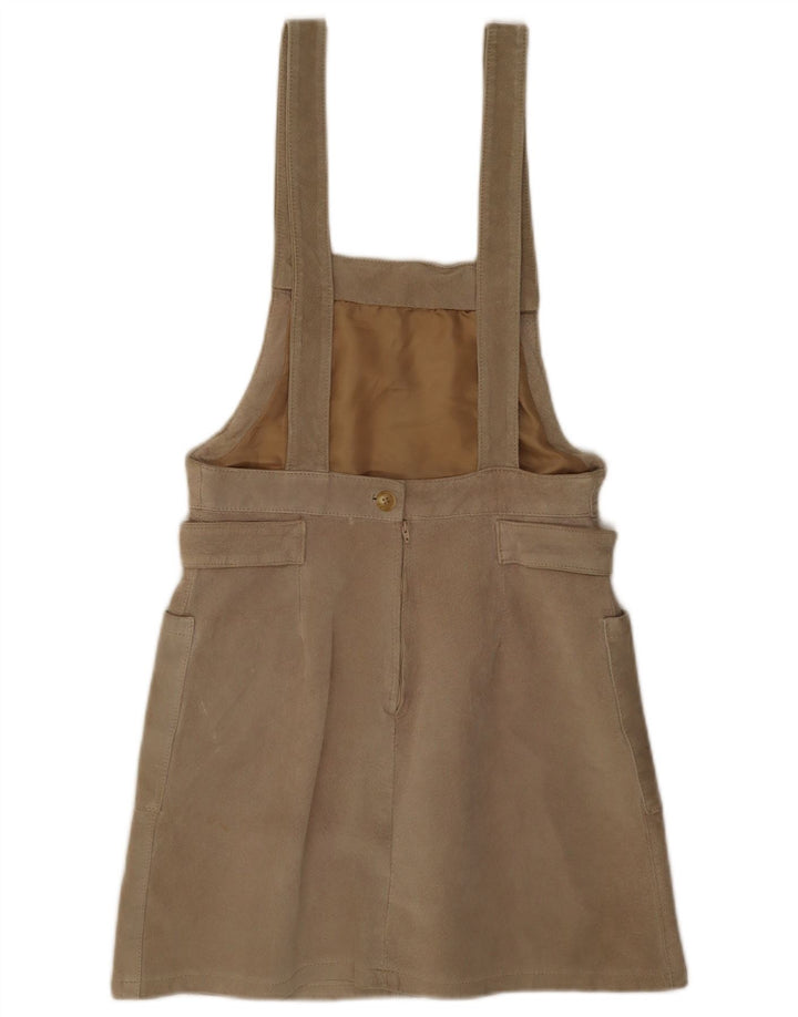 Falda pinafore de ante vintage para mujer W28 Beige medio
