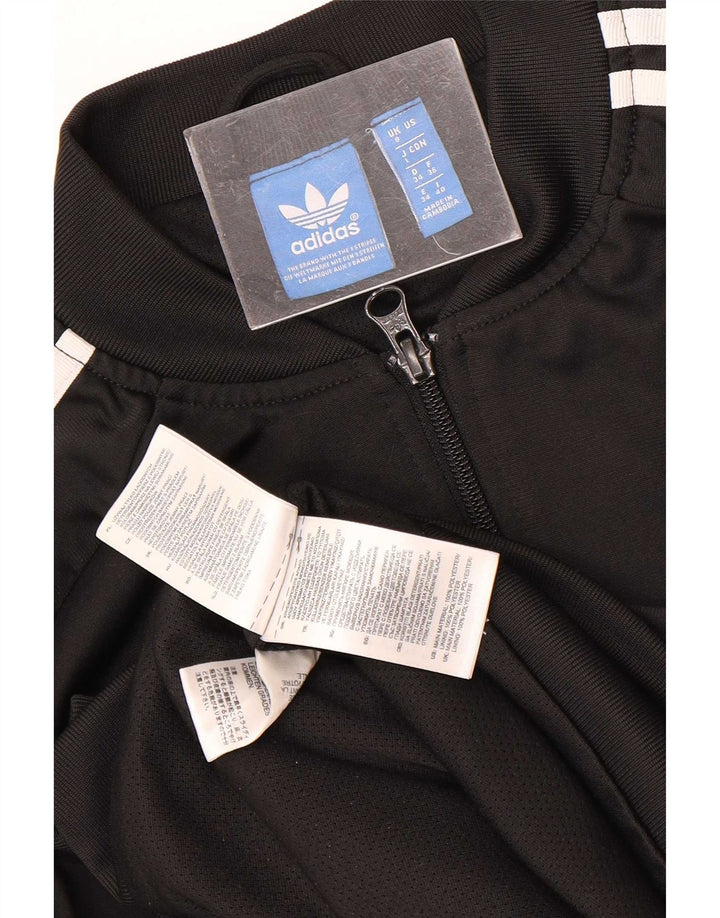 Adidas Mujer Gráfico Chándal Top Chaqueta UK 8 Pequeño Poliéster Negro