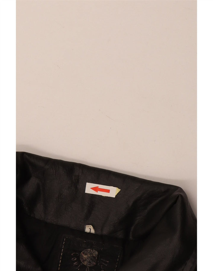 VINTAGE Mujer Gráfico Chaqueta Biker de Gran Tamaño Reino Unido 16 Grande Negro