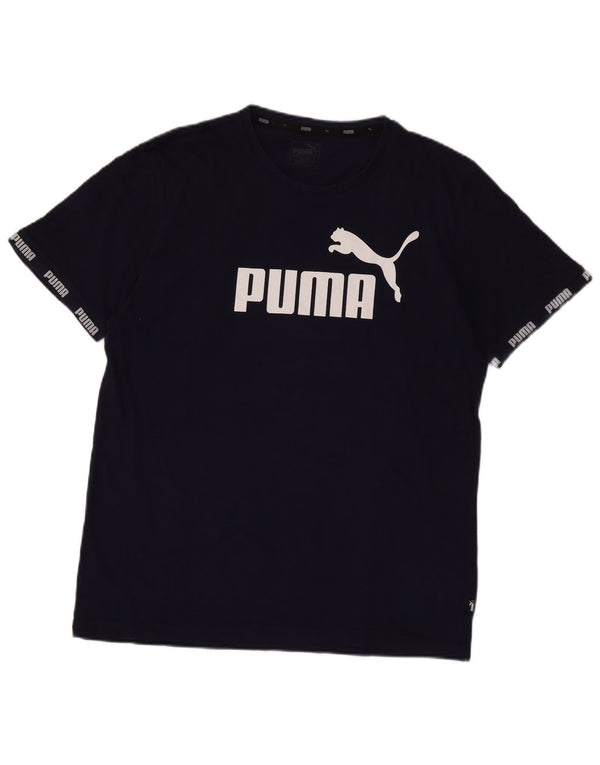 Puma - Camiseta gráfica para hombre, talla grande, algodón azul marino