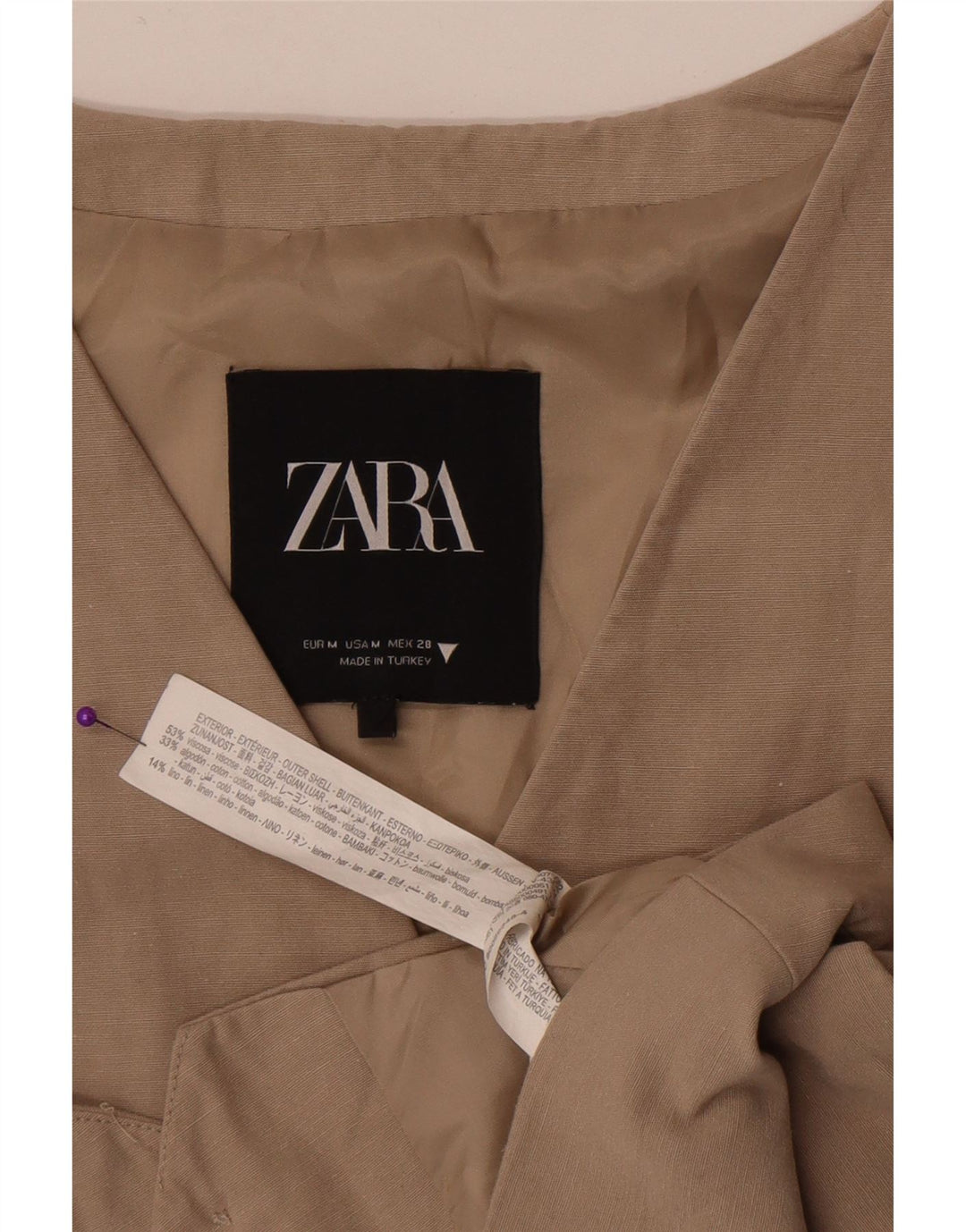 Zara Mujer Chaleco UK 42 Medio Viscosa Beige