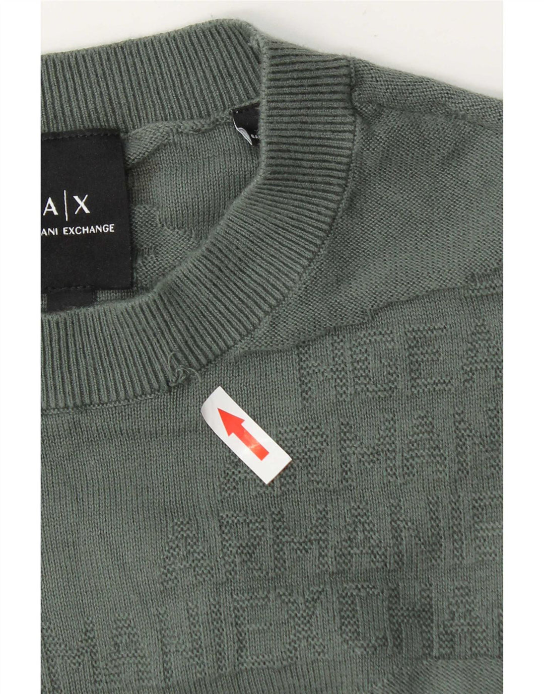 Armani Exchange Jersey con cuello redondo para hombre, talla pequeña, algodón verde