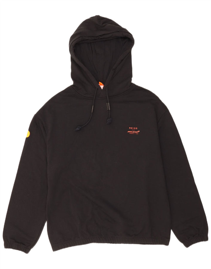 Reiss Hombre Sudadera Con Capucha Gráfica Jersey De Algodón Negro Mediano