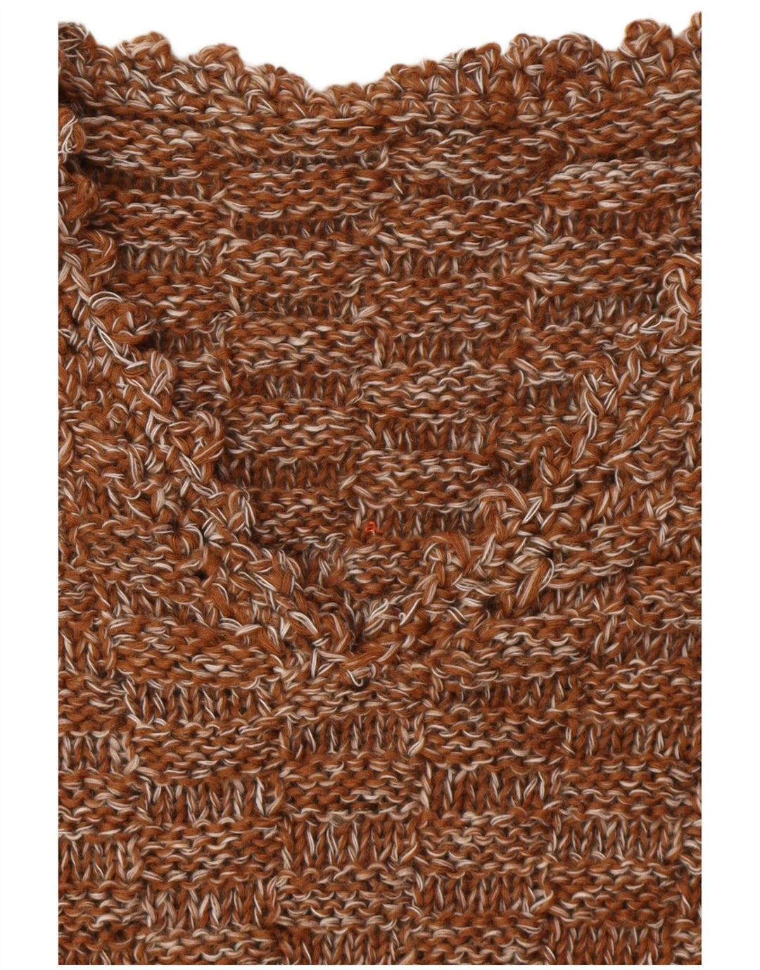 VINTAGE Mujer V-Cuello Jumper Suéter Reino Unido 16 Grande Marrón Flecked