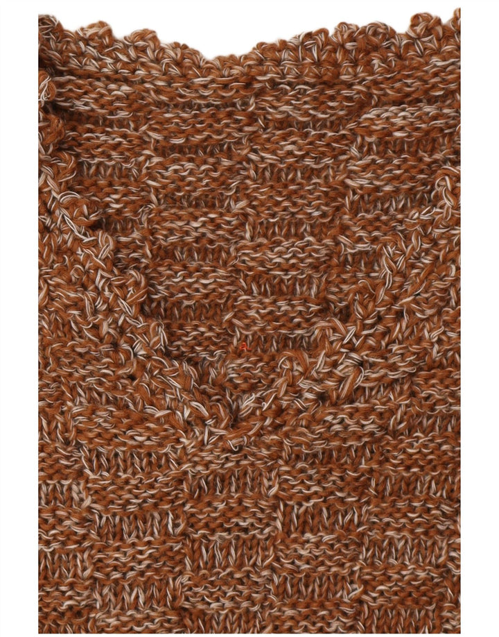 VINTAGE Mujer V-Cuello Jumper Suéter Reino Unido 16 Grande Marrón Flecked