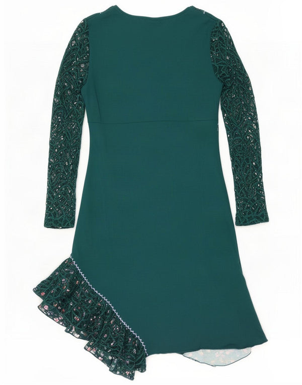 Joe Browns Womens Lace Asymmetrical Dress UK 10 Small Green Floral Viscose