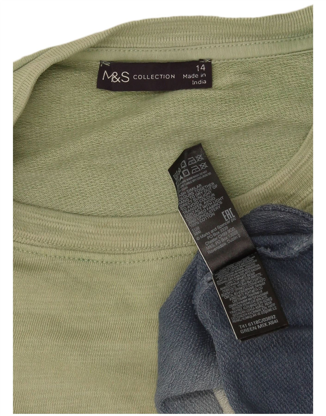 Marks & Spencer Sudadera tipo jersey para mujer UK 44 Grande Verde Colorblock