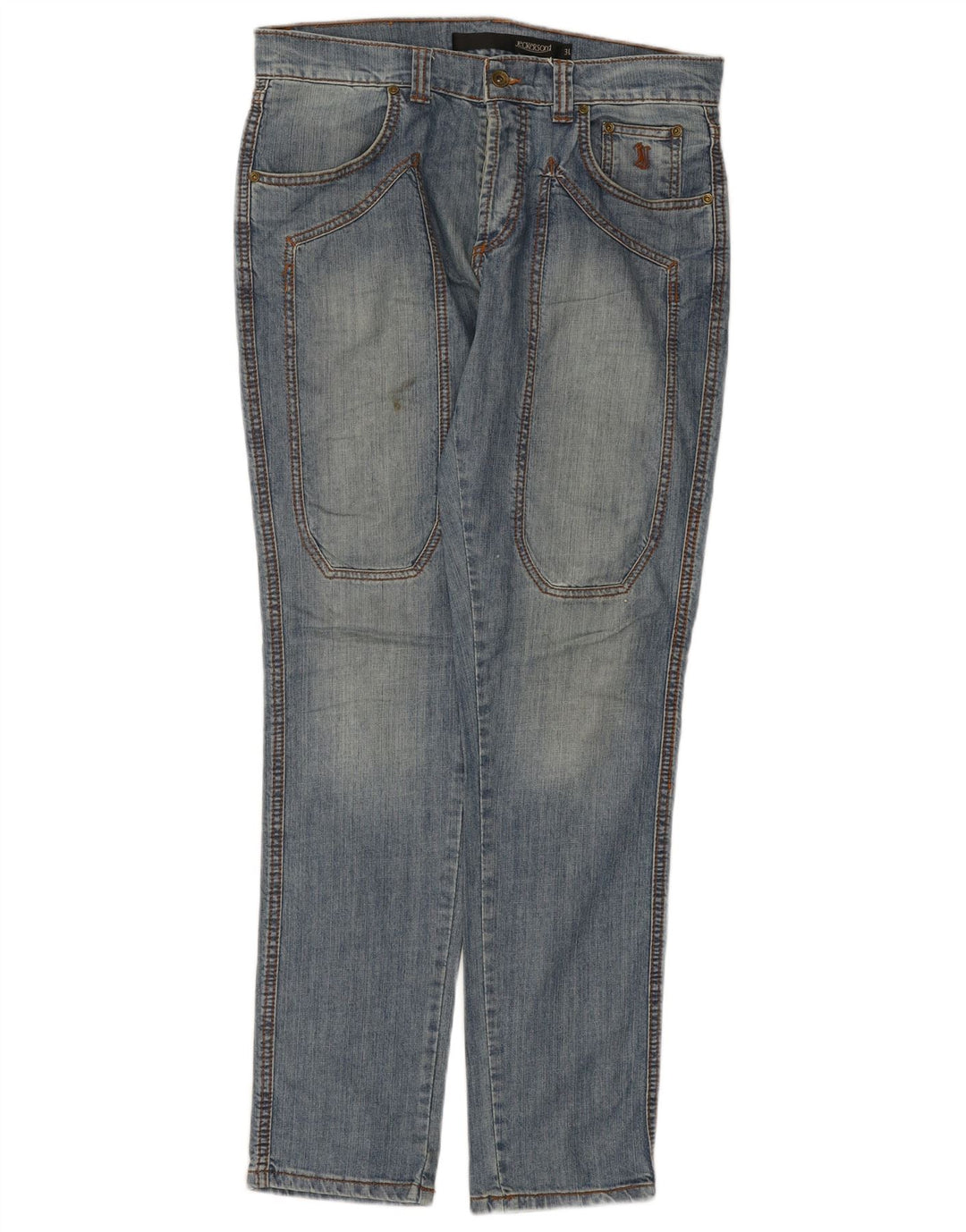 JECKERSON Mens Straight Jeans W31 L33 Blue Cotton