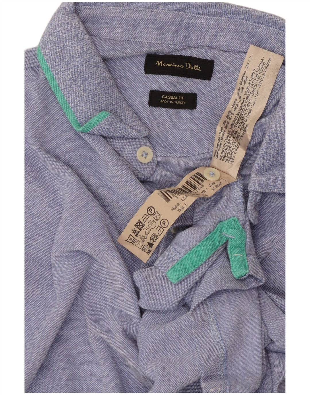 Massimo Dutti Polo Casual Fit Hombre Algodón Azul Grande