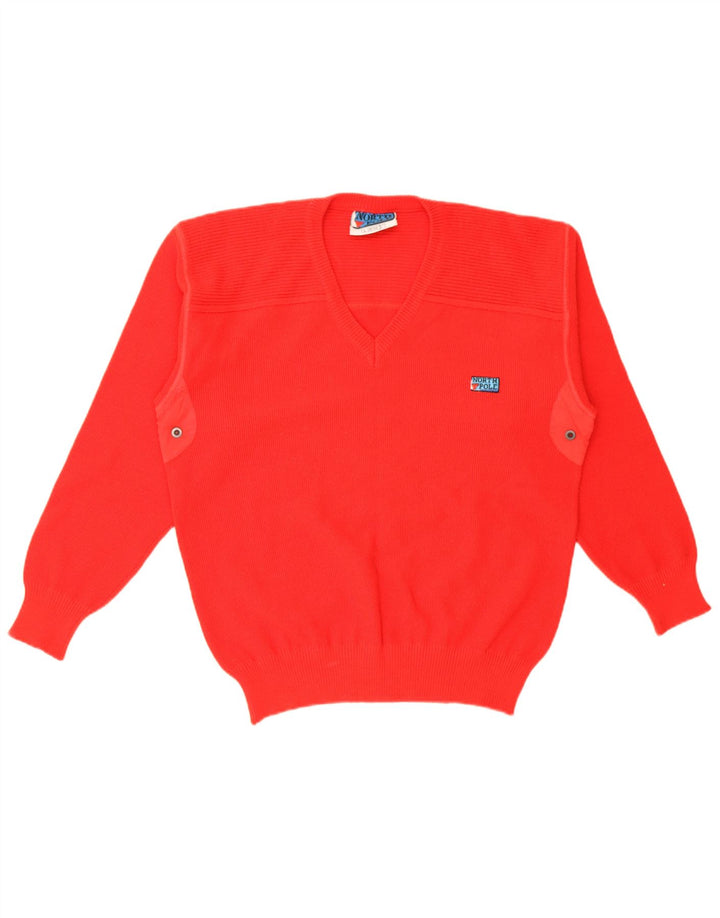 Polo Norte para hombre con cuello en V suéter grande de lana roja