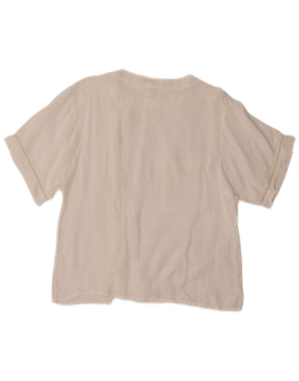 Blusa camisera de manga corta VINTAGE para mujer IT 48 XL Blanco
