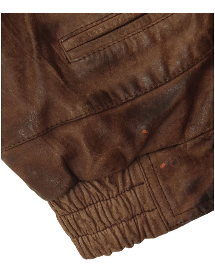 Vintage hombres cuero Gilet IT 50 cuero marrón grande